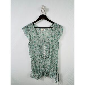Mudd Womens Top Large Boho‎ Peplum Pintuck Cottagecore Prairie Feminine